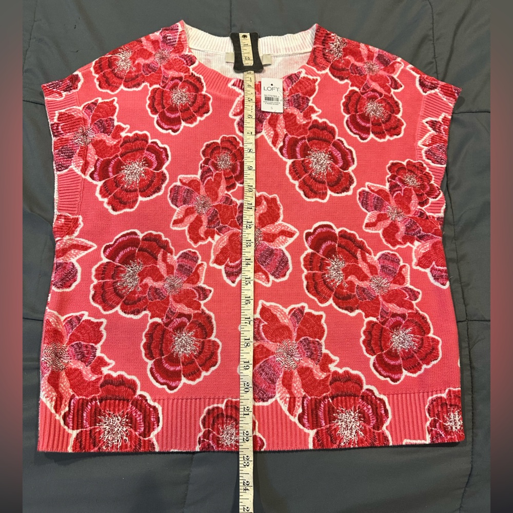 LOFT floral print short sleeve sweater NWT - Picture 6 of 7